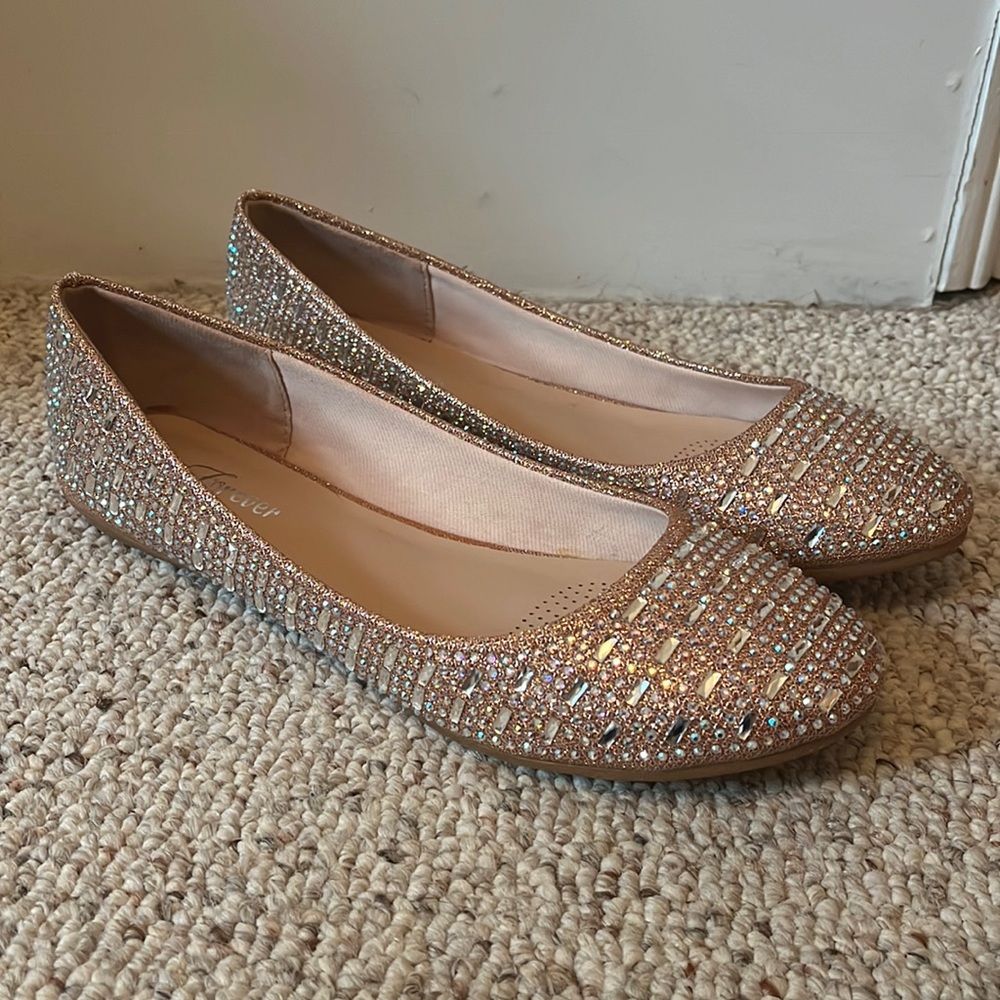size 8.5 pink sparkly FOREVER flats